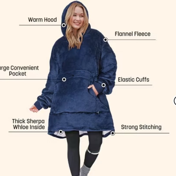 Catalonia- Oversized Flannel Blanket Hoodie Sweatshirt,Fleece Blanket Pullover. - Picture 4 of 13